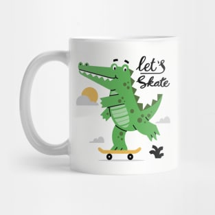 Cute crocodile playing skateboard Mug